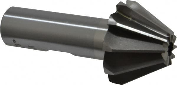 Interstate - 1-1/4" Large x 1/2" Small Diam, 25/32" Width of Cut, 60° Included Angle, High Speed Steel Face Angle Cutter - 5/8" Shank Diam, 2-21/32" Overall Length, Weldon Flat - Exact Tooling