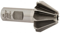 Interstate - 1-5/8" Large x 5/8" Small Diam, 1-1/16" Width of Cut, 60° Included Angle, High Speed Steel Face Angle Cutter - 3/4" Shank Diam, 3-1/16" Overall Length, Weldon Flat - Exact Tooling