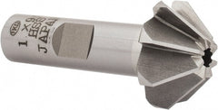 Interstate - 1" Large x 3/8" Small Diam, 7/16" Width of Cut, 90° Included Angle, High Speed Steel Face Angle Cutter - 1/2" Shank Diam, 2-3/16" Overall Length, Weldon Flat - Exact Tooling
