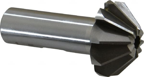 Interstate - 1-1/4" Large x 1/2" Small Diam, 17/32" Width of Cut, 90° Included Angle, High Speed Steel Face Angle Cutter - 5/8" Shank Diam, 2-13/32" Overall Length, Weldon Flat - Exact Tooling