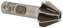 Interstate - 1" Large x 3/8" Small Diam, 11/16" Width of Cut, 60° Included Angle, Cobalt Face Angle Cutter - 1/2" Shank Diam, 2-13/32" Overall Length, Weldon Flat - Exact Tooling