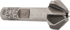 Interstate - 3/4" Large x 5/16" Small Diam, 3/8" Width of Cut, 90° Included Angle, Cobalt Face Angle Cutter - 3/8" Shank Diam, 1-15/16" Overall Length, Weldon Flat - Exact Tooling