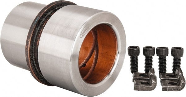 Dayton Lamina - 2" ID x 3-5/8" OAL, Steel, Bronze Plated Die & Mold Shoulder Bushing - Shoulder, 2.909" Bottom OD, 2-1/2" Top OD, 3.064" Collar OD, 2" Under Collar, 1-5/8" Above Collar - Exact Tooling