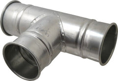 Made in USA - 4" ID Galvanized Duct T-Branch - 12" Long, 22 Gage - Exact Tooling