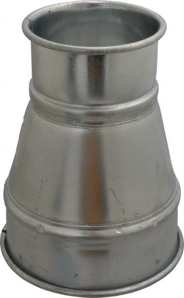 Made in USA - 6-4" ID Galvanized Duct Reducer - 8" Long, 22 Gage - Exact Tooling