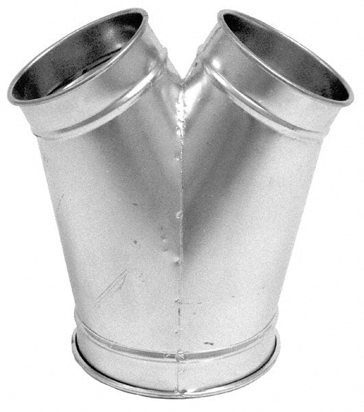 Made in USA - 8-5-5" ID Galvanized Duct Y-Branch - 15.03" Long, 22 Gage - Exact Tooling