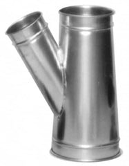 Made in USA - 8-5-6" ID Galvanized Duct In-Line Branch - 21" Long, 22 Gage - Exact Tooling