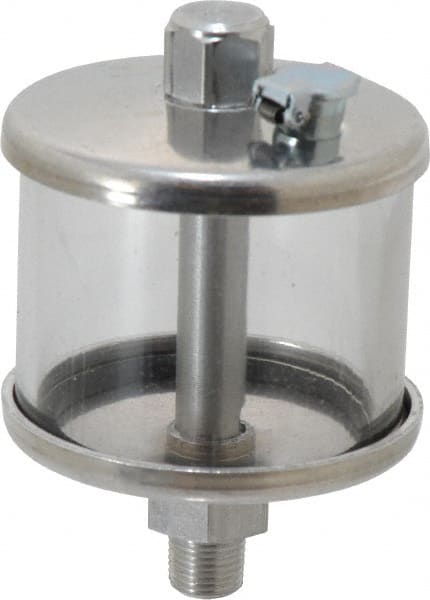 LDI Industries - 1 Outlet, Polymer Bowl, 51.8 mL No Flow Control Oil Reservoir - 1/8 NPTF Outlet, 2" Diam x 3-1/8" High, 60°C Max - Exact Tooling