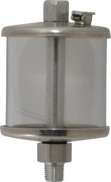 LDI Industries - 1 Outlet, Polymer Bowl, 73.9 mL No Flow Control Oil Reservoir - 1/8 NPTF Outlet, 2" Diam x 3-1/2" High, 60°C Max - Exact Tooling