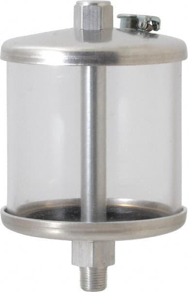 LDI Industries - 1 Outlet, Polymer Bowl, 147.9 mL No Flow Control Oil Reservoir - 1/8 NPTF Outlet, 2-1/2" Diam x 4-1/8" High, 60°C Max - Exact Tooling