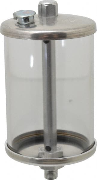 LDI Industries - 1 Outlet, Polymer Bowl, 236.6 mL No Flow Control Oil Reservoir - 1/8 NPTF Outlet, 2-1/2" Diam x 5-3/16" High, 60°C Max - Exact Tooling