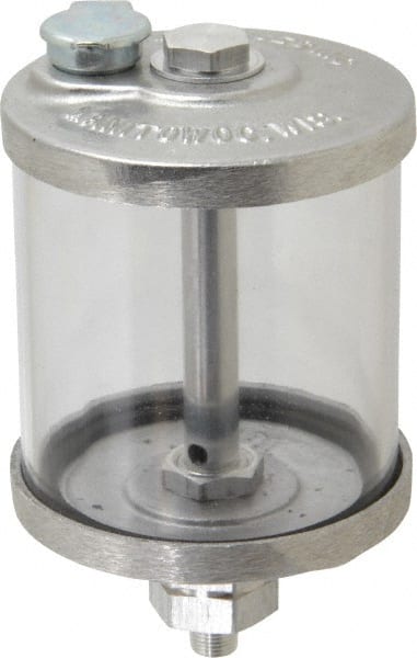 LDI Industries - 1 Outlet, Polymer Bowl, 266.2 mL No Flow Control Oil Reservoir - 1/8 NPTF Outlet, 3" Diam x 5-3/8" High, 60°C Max - Exact Tooling