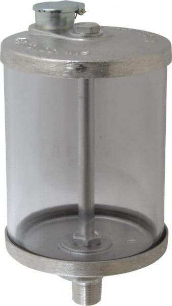 LDI Industries - 1 Outlet, Polymer Bowl, 0.95 L No Flow Control Oil Reservoir - 1/2 NPTF Outlet, 4-1/4" Diam x 8-1/16" High, 60°C Max - Exact Tooling
