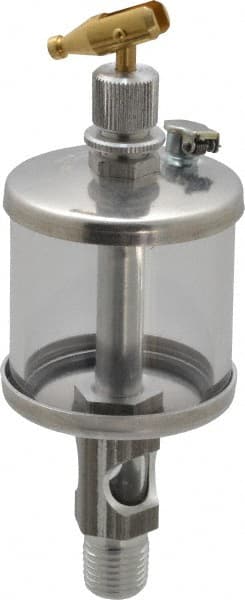 LDI Industries - 1 Outlet, Polymer Bowl, 44.4 mL Manual-Adjustable Oil Reservoir - 1/4 NPTF Outlet, 1-3/4" Diam x 5-3/8" High, 71.11°C Max - Exact Tooling