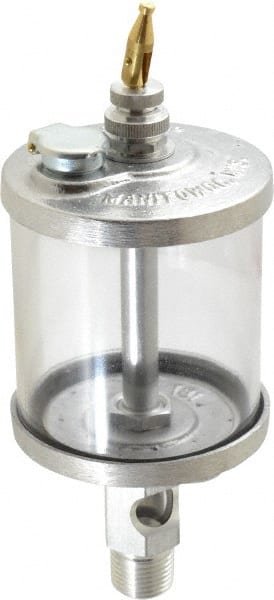 LDI Industries - 1 Outlet, Polymer Bowl, 266.2 mL Manual-Adjustable Oil Reservoir - 1/2 NPTF Outlet, 3" Diam x 7-13/16" High, 71.11°C Max - Exact Tooling