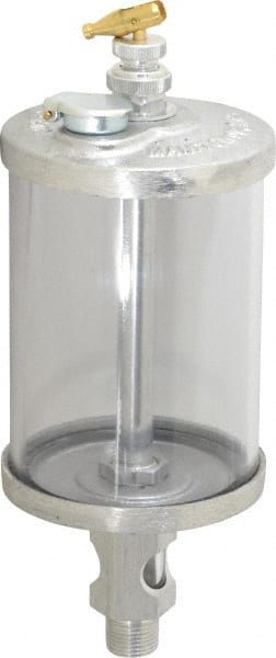 LDI Industries - 1 Outlet, Polymer Bowl, 354.9 mL Manual-Adjustable Oil Reservoir - 3/8 NPTF Outlet, 3" Diam x 8-15/16" High, 71.11°C Max - Exact Tooling