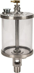 LDI Industries - 1 Outlet, Polymer Bowl, 0.47 L Manual-Adjustable Oil Reservoir - 1/2 NPTF Outlet, 3-1/2" Diam x 9-1/8" High, 71.11°C Max - Exact Tooling