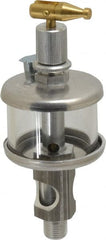 LDI Industries - 1 Outlet, Glass Bowl, 18.5 mL Manual-Adjustable Oil Reservoir - 1/8 NPTF Outlet, 1-1/2" Diam x 4.56" High, 121.11°C Max - Exact Tooling