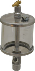 LDI Industries - 1 Outlet, Glass Bowl, 147.9 mL Manual-Adjustable Oil Reservoir - 3/8 NPTF Outlet, 2-1/2" Diam x 6.38" High, 121.11°C Max - Exact Tooling