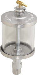 LDI Industries - 1 Outlet, Glass Bowl, 266.2 mL Manual-Adjustable Oil Reservoir - 1/2 NPTF Outlet, 3" Diam x 7.81" High, 121.11°C Max - Exact Tooling