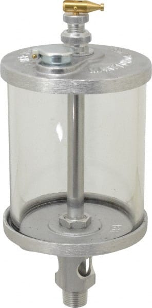 LDI Industries - 1 Outlet, Glass Bowl, 0.47 L Manual-Adjustable Oil Reservoir - 3/8 NPTF Outlet, 3-1/2" Diam x 8.94" High, 121.11°C Max - Exact Tooling