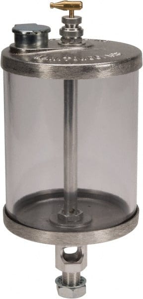 LDI Industries - 1 Outlet, Polymer Bowl, 0.95 L Manual-Adjustable Oil Reservoir - 5/8-18 UNF Outlet, 4-1/4" Diam x 9-3/8" High, 71.11°C Max - Exact Tooling