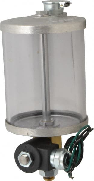 LDI Industries - Acrylic Bowl, 0.95 L Electric-Adjustable Oil Reservoir - 5/6-18 Straight Outlet, 4-1/4" Diam x 8-7/16" High - Exact Tooling