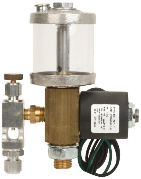 LDI Industries - 1 Outlet, Acrylic Bowl, 354.9 mL Electric-Adjustable Oil Reservoir - 3" Diam x 7-7/8" High, 71.11°C Max - Exact Tooling