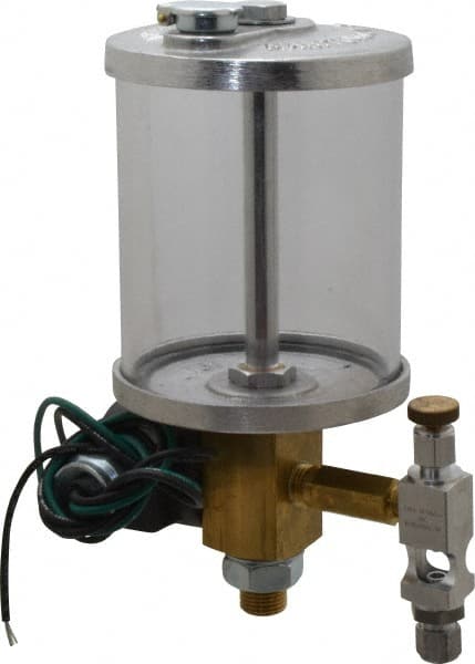 LDI Industries - 1 Outlet, Acrylic Bowl, 0.47 L Electric-Adjustable Oil Reservoir - 3-1/2" Diam x 7-7/8" High, 71.11°C Max - Exact Tooling