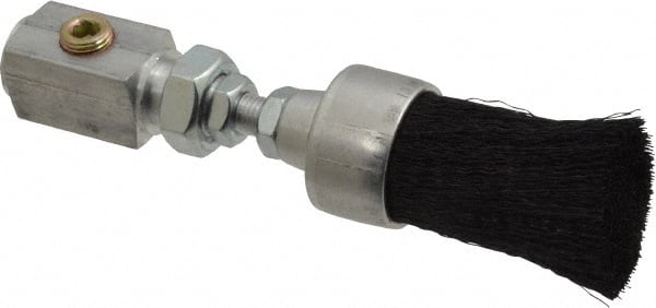 LDI Industries - 1" Width/Diam, PTF Thread Oil Reservoir Lubrication Brushes - 1-5/8" Bristle Length, 250°F, 3-5/8" Length Under Mounting Thread, Straight Shank - Exact Tooling