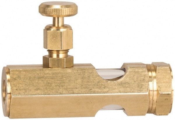 LDI Industries - 1/2 Outlet Thread, 1/2 Inlet Thread, Brass, Straight Valve, Oil Reservoir Needle Valve - 1 Outlet, MNPTF Inlet Thread, MNPTF Outlet Thread - Exact Tooling