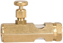 LDI Industries - 3/8 Outlet Thread, 3/8 Inlet Thread, Brass, Straight Valve, Oil Reservoir Needle Valve - 1 Outlet, FNPTF Inlet Thread, FNPTF Outlet Thread - Exact Tooling