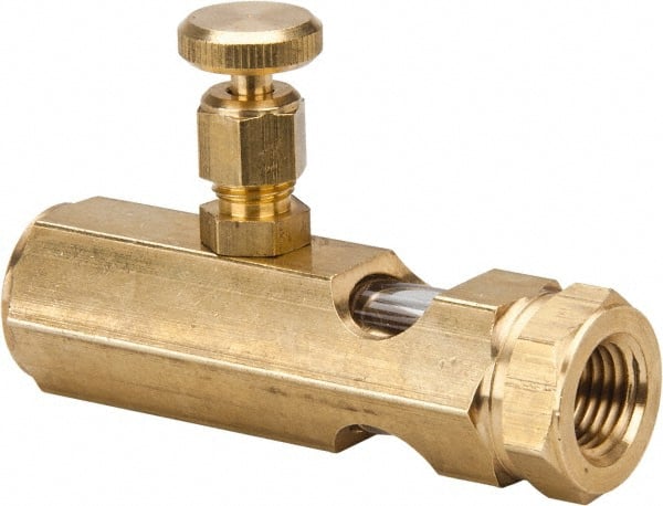LDI Industries - 1/4 Outlet Thread, 1/4 Inlet Thread, Brass, Straight Valve, Oil Reservoir Needle Valve - 1 Outlet, FNPTF Inlet Thread, FNPTF Outlet Thread - Exact Tooling