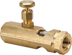 LDI Industries - 1/4 Outlet Thread, 1/4 Inlet Thread, Brass, Straight Valve, Oil Reservoir Needle Valve - 1 Outlet, FNPTF Inlet Thread, FNPTF Outlet Thread - Exact Tooling