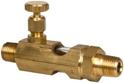 LDI Industries - 1/4 Outlet Thread, 1/4 Inlet Thread, Brass, Straight Valve, Oil Reservoir Needle Valve - 1 Outlet, MNPTF Inlet Thread, MNPTF Outlet Thread - Exact Tooling