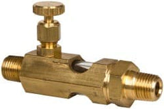 LDI Industries - 1/4 Outlet Thread, 1/4 Inlet Thread, Brass, Straight Valve, Oil Reservoir Needle Valve - 1 Outlet, MNPTF Inlet Thread, MNPTF Outlet Thread - Exact Tooling