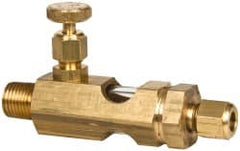 LDI Industries - 1/4 Outlet Thread, 1/4 Inlet Thread, Brass, Straight Valve, Oil Reservoir Needle Valve - 1 Outlet, MNPTF Inlet Thread, MNPTF Outlet Thread - Exact Tooling