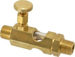 LDI Industries - 3/8 Outlet Thread, 3/8 Inlet Thread, Brass, Straight Valve, Oil Reservoir Needle Valve - 1 Outlet, MNPTF Inlet Thread, MNPTF Outlet Thread - Exact Tooling