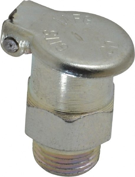 Gits - 1/8-27 Thread, Steel, Zinc Plated, Threaded One Piece, Straight Oil Hole Cover - 29/32" Drive Diam, 9/32" Drive Length, 7/8" Overall Height, 9/32" Thread Length, NPT Thread - Exact Tooling
