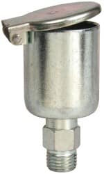 Gits - 5/8 Ounce Capacity, 1/4-18 Thread, Steel, Zinc Plated, Straight with Hex Body, Oil Cup - 2-15/32" High, 3/8" Thread Length, Wick Feed - Exact Tooling