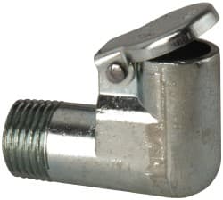 Gits - 1/8-27 Thread, Die Cast Zinc, Zinc Plated, Threaded One Piece, Elbow Oil Hole Cover - 1/4" Drive Diam, 25/32" Overall Height, 1/4" Thread Length, NPT Thread - Exact Tooling