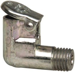Gits - 1/4-32 Thread, Die Cast Zinc, Zinc Plated, Threaded One Piece, Elbow Oil Hole Cover - 3/16" Drive Diam, 3/4" Drive Length, 19/32" Overall Height, 3/16" Thread Length, UNEF Thread - Exact Tooling