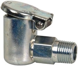 Gits - 1/8-27 Thread, Steel, Zinc Plated, Threaded One Piece, Elbow Oil Hole Cover - 1-19/32" Drive Diam, 5/16" Drive Length, 15/16" Overall Height, 5/16" Thread Length, NPT Thread - Exact Tooling