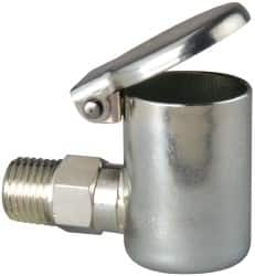 Gits - 1/4-18 Thread, Steel, Zinc Plated, Threaded One Piece, Elbow Oil Hole Cover - 2-1/2" Drive Diam, 7/16" Drive Length, 1-7/16" Overall Height, 7/16" Thread Length, NPT Thread - Exact Tooling