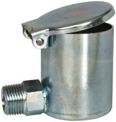 Gits - 3/8-18 Thread, Steel, Zinc Plated, Threaded One Piece, Elbow Oil Hole Cover - 4" Drive Diam, 7/16" Drive Length, 2-1/16" Overall Height, 7/16" Thread Length, NPT Thread - Exact Tooling