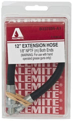 Alemite - 12" Long, 6,000 psi Operating Pressure, Thermoplastic Grease Gun Hose - 1/8 NPTF, 12,000 psi Burst Pressure - Exact Tooling