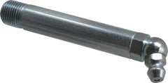 Alemite - 65° Head Angle, 1/8 PTF Carbon Steel Standard Grease Fitting - 3/8" Hex, 2-3/4" Overall Height, 2-1/4" Shank Length, 10,000 Operating psi, Zinc Plated Finish - Exact Tooling