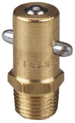 Alemite - Straight Head Angle, 1/8 PTF Brass Pin-Style Grease Fitting - 7/16" Hex, 31/32" Overall Height, 17/64" Shank Length, 3,000 Operating psi, Zinc Plated Finish - Exact Tooling