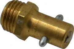 Alemite - Straight Head Angle, 1/4 NPTF Brass Pin-Style Grease Fitting - 17/32" Hex, 1-3/32" Overall Height, 5/16" Shank Length, 3,000 Operating psi, Zinc Plated Finish - Exact Tooling