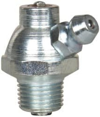 Alemite - 60° Head Angle, 1/8 PTF PVC Shut-Off Grease Fitting - 5/8" Hex, 1" Overall Height, 17/64" Shank Length, Zinc Plated Finish - Exact Tooling